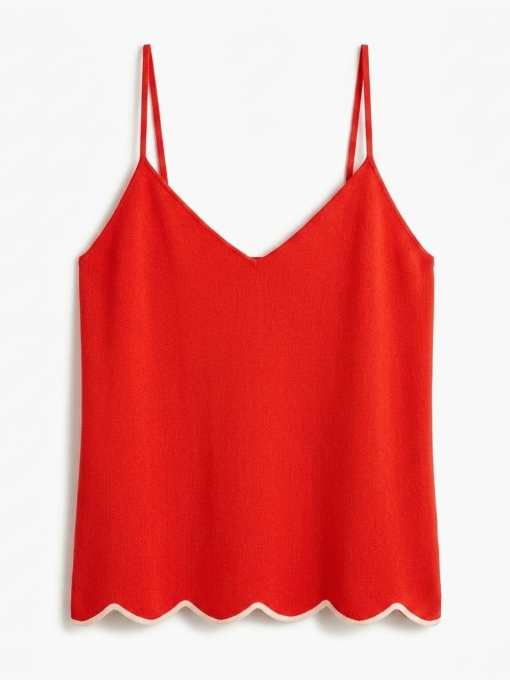 Zara Knit V-Neck Scallop-Hem Camisole Top - Size S - NWOT